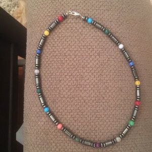 Hematite and bead necklace